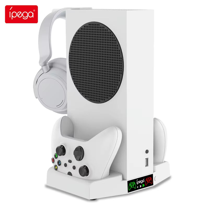 PG-XBS011 for Xbox Series S Cooling Fan Charger Vertical Stand 2 Controller Fast Charging Dock Station for Xbox Console