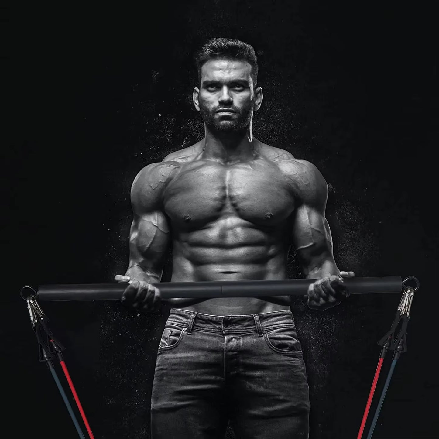 Workout Bar Fits All Resistance Bands with Clip Portable Resistance Bands Exercise Bar for Fitness Home Gym Workout Full Body