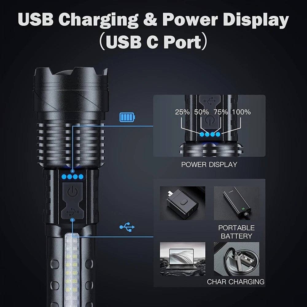 1/2Pcs High Lumens Flashlights, Rechargeable Led Flashlights with 7 Light Modes, Powerful Handheld Flashlight for Camping