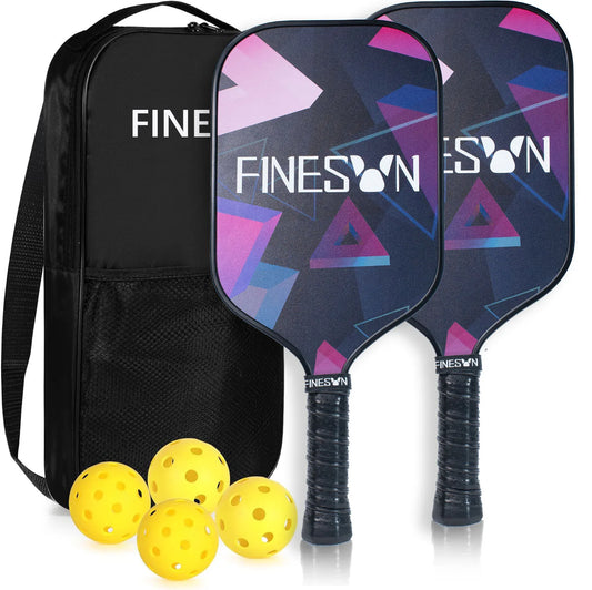 Pickleball Set with Pickleball Paddles 16Mm Large Sweet Spot PP Honeycomb Core 2 Rackets 4 Balls Rubber Edge Outdoor Indoor