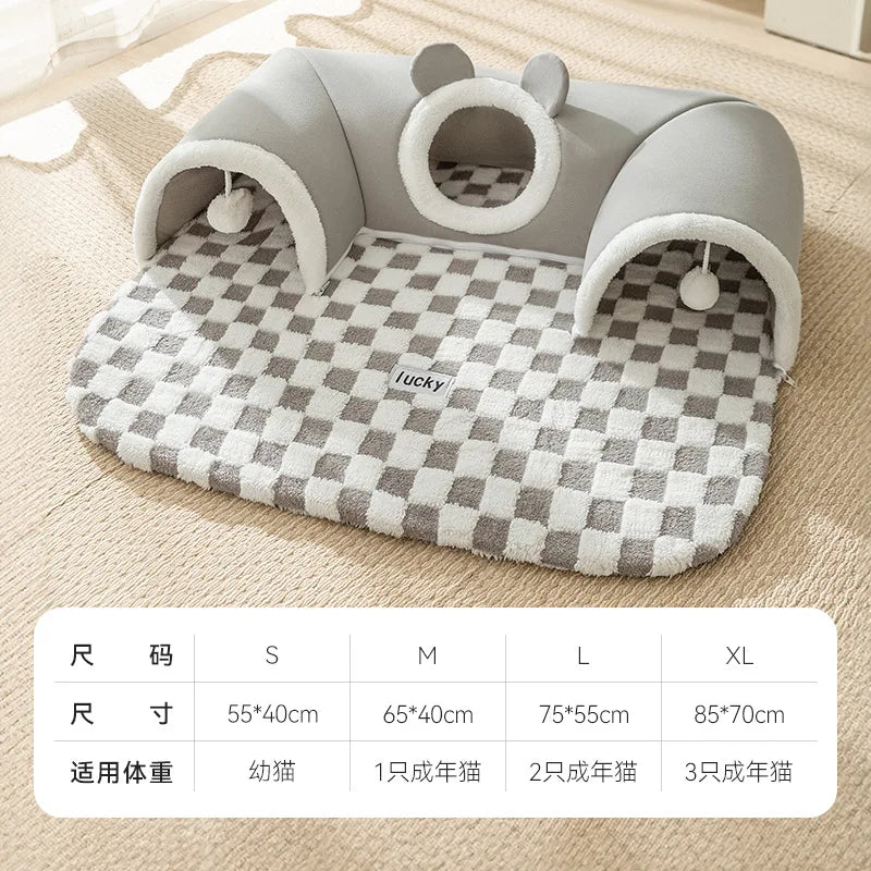 Autumn Winter Cat Nest Thickened Warm Hide and Seek Cats Tunnel Interesting Design Pet Beds Moisture-Proof Cat Supplies