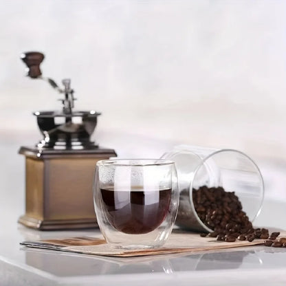 6Pcs/Set Handmade Insulated Espresso Cups Double Wall Glass Coffee Mugs for Hot and Cold Drinks Perfect for Whisky and Cocktails