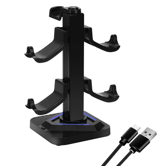 Headphone Stand Universal Controller Holder with 8 Light Modes & 3 USB Charging Ports Controller Headset Stand Gift for Gamer
