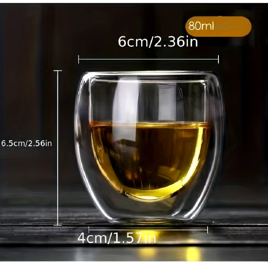 6Pcs/Set Handmade Insulated Espresso Cups Double Wall Glass Coffee Mugs for Hot and Cold Drinks Perfect for Whisky and Cocktails