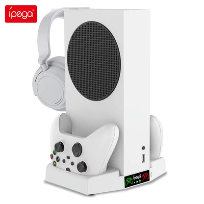 PG-XBS011 for Xbox Series S Cooling Fan Charger Vertical Stand 2 Controller Fast Charging Dock Station for Xbox Console