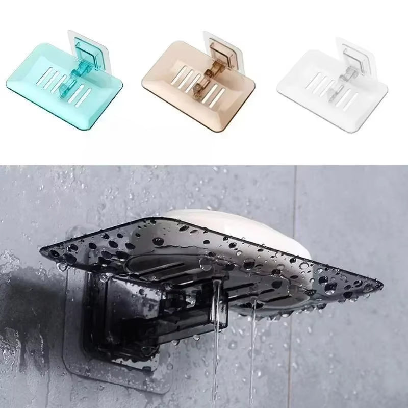 Soap Dish Shelf Transparent Drain Holder Punch-Free Paste Wall Mounted Soap Dispenser Bathroom Accessories Хранение В Ванной