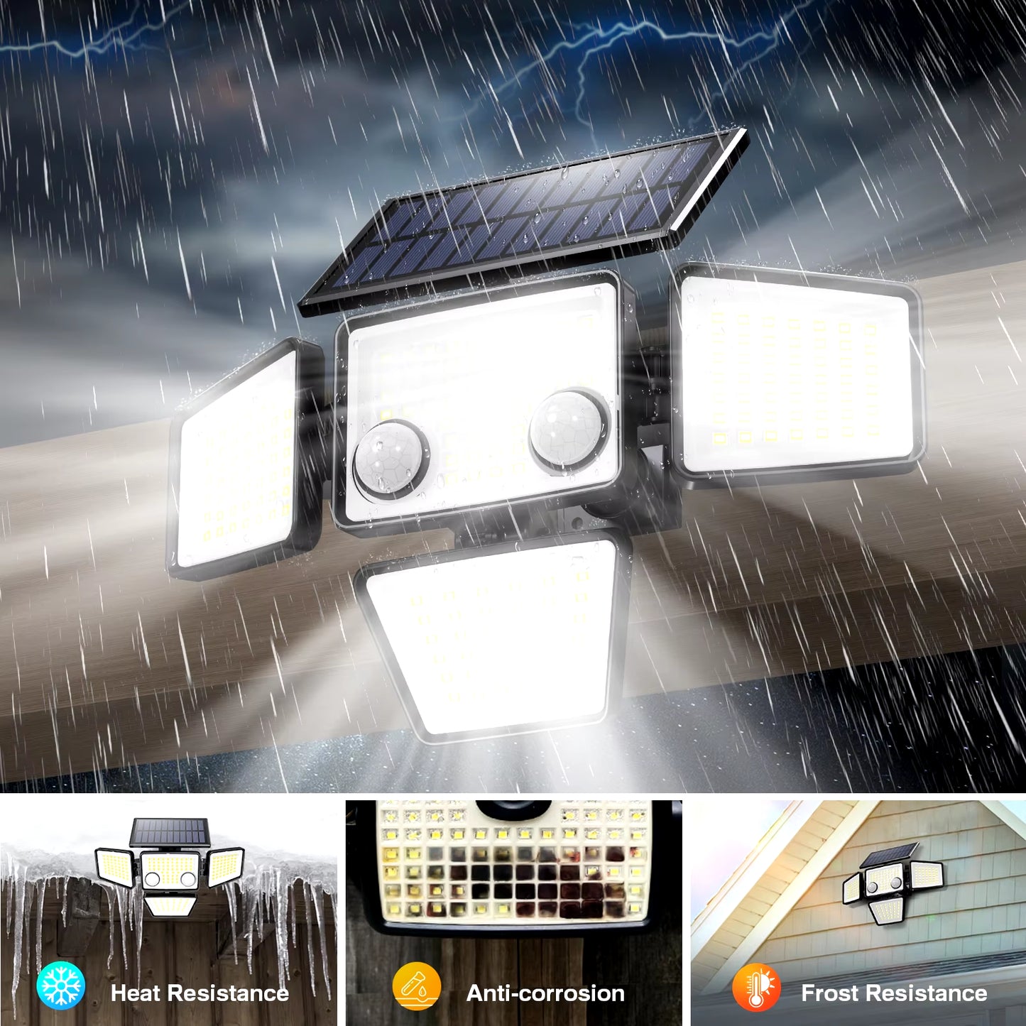 Solar Outdoor Lights - 3000LM 188 LED Motion Sensor Lights Solar Flood Security Lights for Backyard Yard Patio