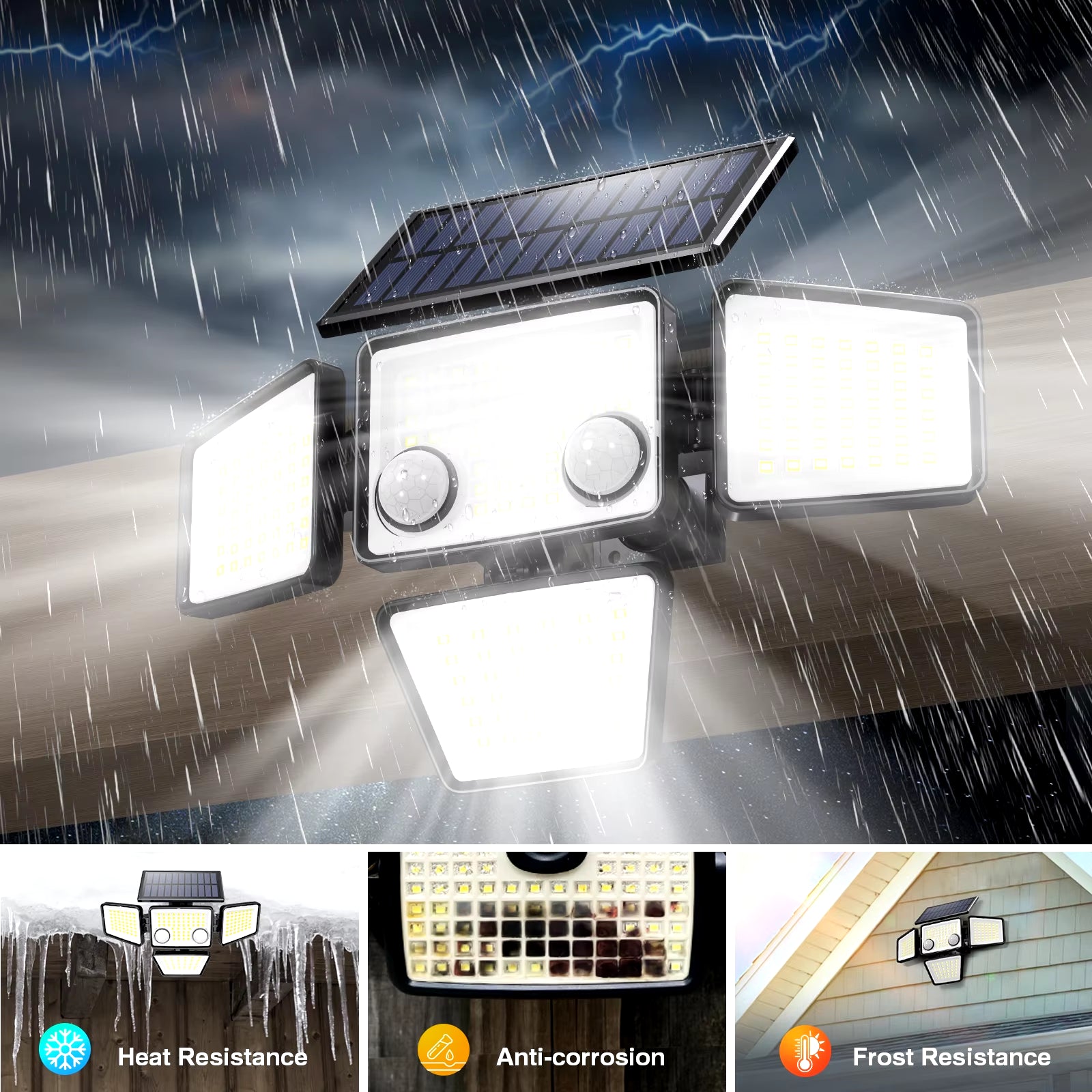 Solar Outdoor Lights - 3000LM 188 LED Motion Sensor Lights Solar Flood Security Lights for Backyard Yard Patio