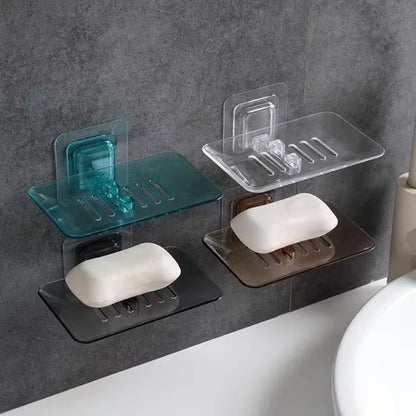 Soap Dish Shelf Transparent Drain Holder Punch-Free Paste Wall Mounted Soap Dispenser Bathroom Accessories Хранение В Ванной