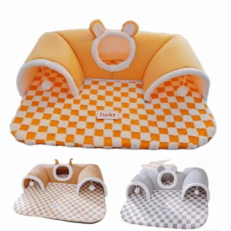 Autumn Winter Cat Nest Thickened Warm Hide and Seek Cats Tunnel Interesting Design Pet Beds Moisture-Proof Cat Supplies