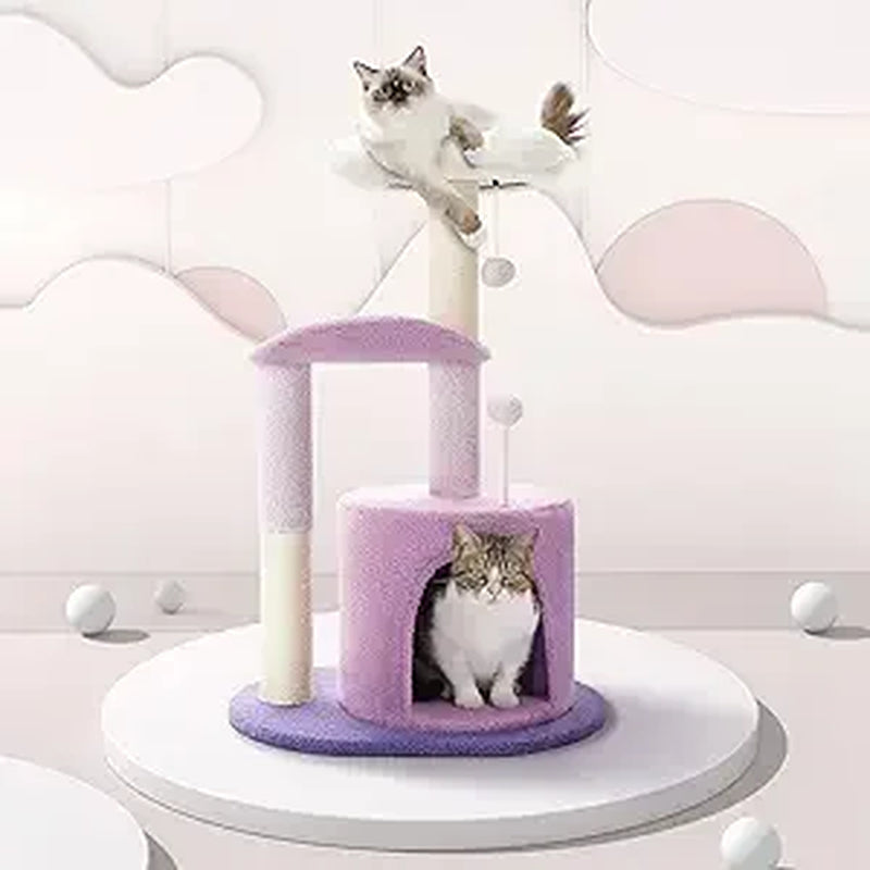 PAWZ Road Tall Cat Tower, 70 Inch Cat Tree with Hammock, 5 Scratching Posts, 2 Condos and a Large Top Perches for Large Cats