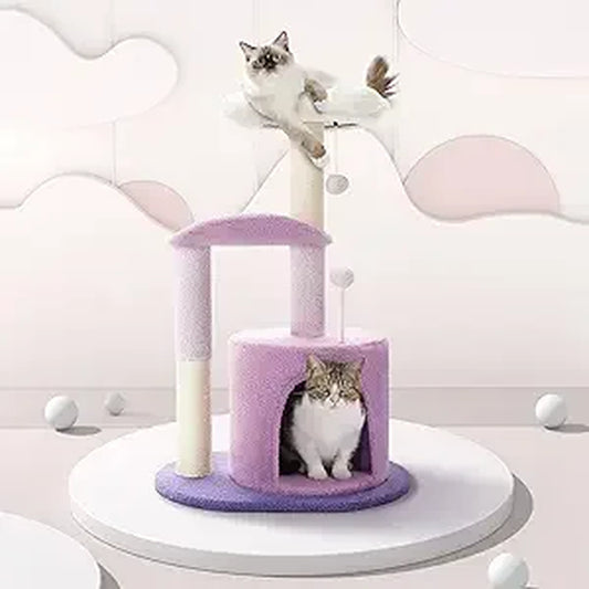 PAWZ Road Tall Cat Tower, 70 Inch Cat Tree with Hammock, 5 Scratching Posts, 2 Condos and a Large Top Perches for Large Cats