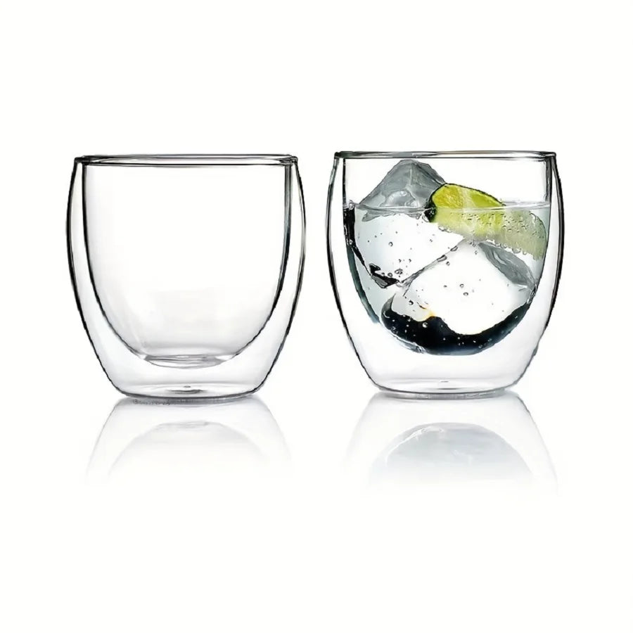 6Pcs/Set Handmade Insulated Espresso Cups Double Wall Glass Coffee Mugs for Hot and Cold Drinks Perfect for Whisky and Cocktails