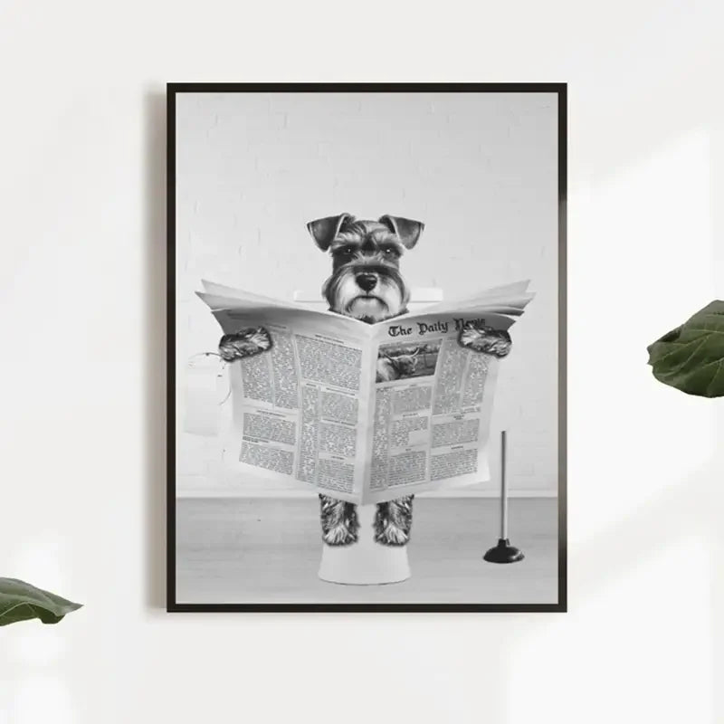 1Pc Canvas Poster Miniature Schnauzer Wall Art Funny Bathroom Print Toilet Ideal Gift for Living Room Home Decor No Frame
