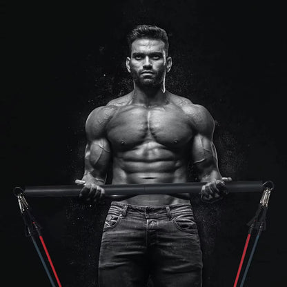 Workout Bar Fits All Resistance Bands with Clip Portable Resistance Bands Exercise Bar for Fitness Home Gym Workout Full Body