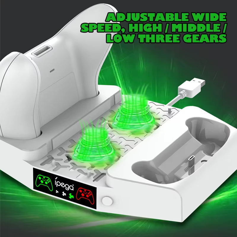 PG-XBS011 for Xbox Series S Cooling Fan Charger Vertical Stand 2 Controller Fast Charging Dock Station for Xbox Console